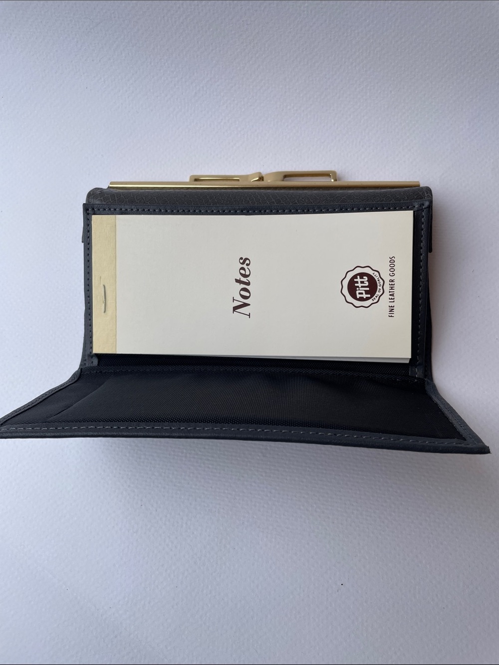 Rare Vintage Pitt Two-Tone Gray Clutch Wallet with Gold Framet Genuine Leather - Picture 9 of 10